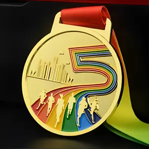 पदक उपयोगकर्ता-परिभाषित लोगो और जस्ता मिश्र धातु धातु निर्माताओं कस्टम 3D रनिंग एक मैराथन खेल पदक की लोक कला स्मारिका