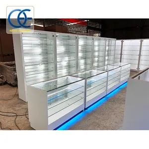 Tobacco Shop Decoration Full Vision Display Counters Retail Display Cabinet Glass Smoke Shop Wall Showcase