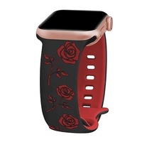 Kompatibel untuk Tali Jam Tangan Silikon Berukir Laser 3D dengan Desain Bunga Mawar Kupu-kupu, Gesper Bentuk 8, Pilihan Dua Warna