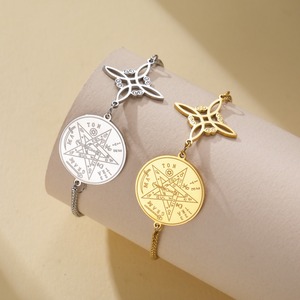 Pulsera <span class=keywords><strong>de</strong></span> Acero Inoxidable para Mujer con Tetragramatón, Nudo <span class=keywords><strong>de</strong></span> Bruja, Amuleto <span class=keywords><strong>de</strong></span> <span class=keywords><strong>la</strong></span> Suerte, Protección, Pentagrama, Pentáculo Esotérico - Product Image 1