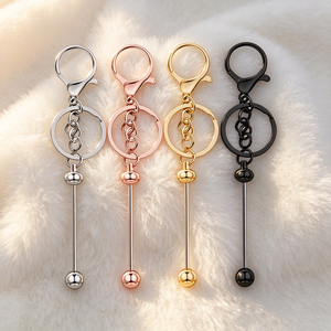 Rose Gold Metal Beaded Keychain Colorful Stone Bead Design Spring Hook Keyring Fashion Daily Bag <b>Key</b> Accessory For Women - Product Image 2