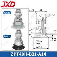 JXD pour ZPT40 Ventouse de levier à soufflet large robuste A14/A16 40mm avec tampon NBR/Silicone pour la manipulation de tôles courbées