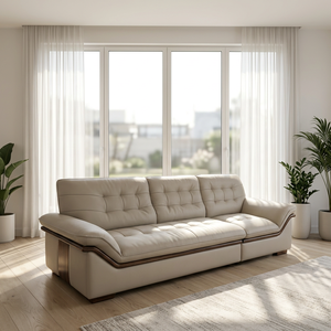 Sofá <span class=keywords><strong>de</strong></span> Cuero Moderno <span class=keywords><strong>de</strong></span> 3 Plazas, Tapizado Suave <span class=keywords><strong>con</strong></span> Cojines Cómodos, Sofá <span class=keywords><strong>de</strong></span> Cuero PU para Dormitorios y Sala <span class=keywords><strong>de</strong></span> Estar - Product Image 2