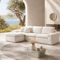 Trend-Lounge Ecksofa mit geteiltem Rückenteil, tiefem Sitzbereich und umkehrbarer Chaiselongue, fester Schaumstoffpolsterung für Wohnzimmer und Apartment