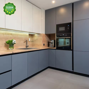 Buffet de <span class=keywords><strong>cuisine</strong></span> personnalisé en acier inoxydable, résistant à l'humidité et aux chocs, écologique, pour appartement - Product Image 1