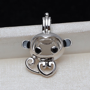 Collar con Colgante de Mono del Zodiaco en Plata S925, Accesorio para DIY, Soporte de Jaula Vacía para Perlas sin Ojo, para Fabricación de Joyas, Moda 3138, Bolsa - Product Image 2