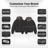 Blouson Bomber Camouflage Homme Streetwear Effet Deux Pièces, Capuche Zippée, Deux Tons, Nylon Coton, Vêtement d'extérieur, Fabrication Directe Usine, Personnalisable