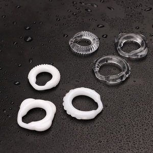 Serrated Cock Ring Set Milky White Transparent <b>TPE</b> Delay Sex Time For Adult Use - Product Image 1