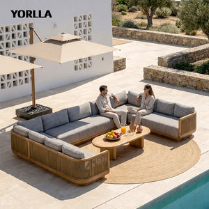 YORLLA Canapé d'extérieur modulable moderne en teck avec dossier en corde – Fabricant - Product Image 5