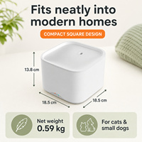 Fontaine à eau intelligente pour animaux de compagnie certifiée CE FCC RoHS pour chats d'intérieur et petits chiens, 18,5 cm, 3 W, contrôle par application, protection contre le manque d'eau