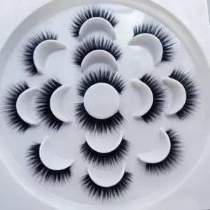 wholesale fashionable 13mm 7 pairs feathering and curl false eyelashes easy to use