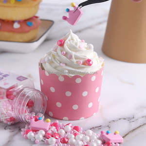 LOVEBAKERY Royal Icing Decoration Pink White Diamond Candy Sprinkles Sirena sólida para perlas de azúcar comestible para decoración de pasteles Botella - Product Image 4