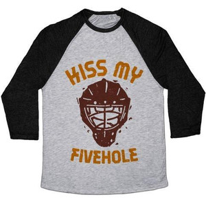 Kiss My Fivehole Unisex Tri-Blend <b>Baseball</b> <b>Tee</b> - Product Image 4