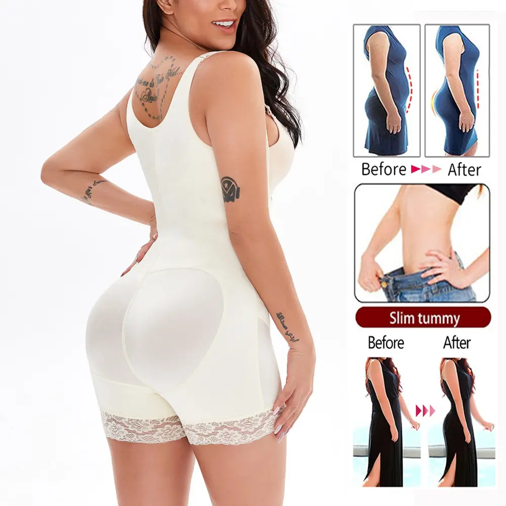 INTIFLOWER BL04 Plus Full Body SHAPERพร้อมซิปBreathableก้นLifterหลังศัลยกรรมSlimming Body Shaperผู้หญิง