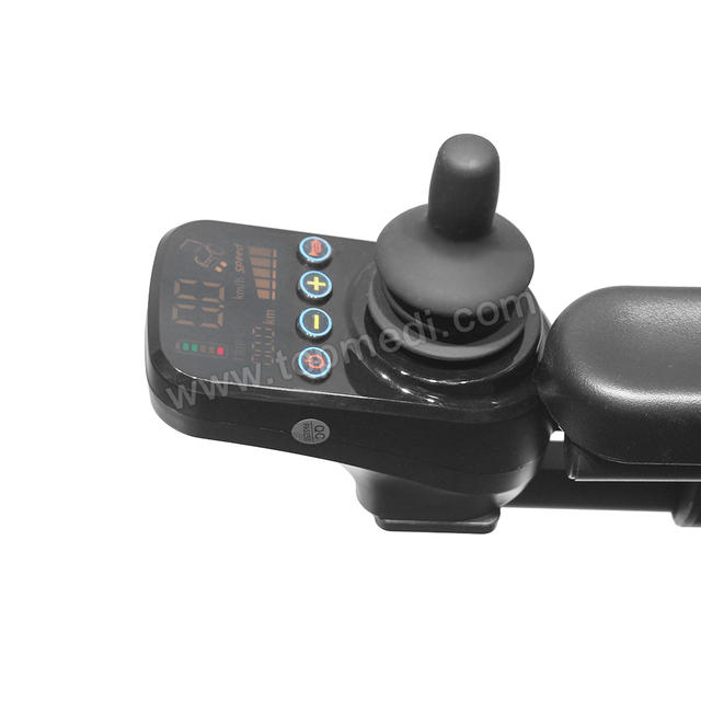LCD Display Controller Lithium Battery Handicapped Outdoor Airplane Folding Electric Powered Wheelchair with Leather Cushion