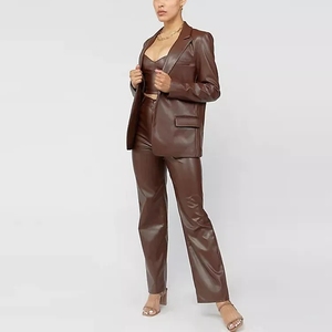 <span class=keywords><strong>Blazer</strong></span> in <span class=keywords><strong>pelle</strong></span> da <span class=keywords><strong>donna</strong></span> nuovo arrivo 2022 <span class=keywords><strong>Blazer</strong></span> marrone Vintage Casual da <span class=keywords><strong>donna</strong></span> di base di qualità Premium - Product Image 2