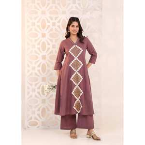 Superbes ensembles de pantalons Kurta à broderie lourde, costume Sharara Pallazo, manches évasées traditionnelles, longueur genou, fusion ethnique indienne - Product Image 1