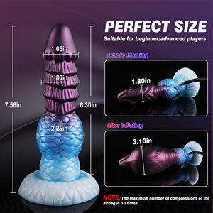 Dildo a nodo spesso a forma di mostro alieno con ventosa, plug anale gonfiabile fantasy, dildo a forma di cavallo con spessore regolabile per donne - Product Image 2