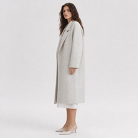 Manteau long de bureau en laine tissée écologique pour femme, doublure cachemire, collection Hiver 2026 - En stock
