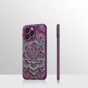 Étui de protection en cuir violet XP019 Guofeng Lotus pour iPhone 18 Pro Max, nouveau modèle pour iPhone 17 et 16 Pro, avec bracelet - Product Image 5