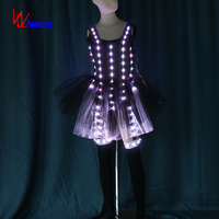 Robe tutu LED, tulle lumineux, costume de ballet pour femmes, tenue de scène, danse de nuit, rave, carnaval, festival, performance