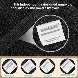 LIANFA Lot de serviettes de bain de luxe 100% coton avec <span class=keywords><strong>boucle</strong></span> de suspension avec étiquette Nano-Bio Lifecycle Technics tissé Emballage de boîte cadeau - Product Image 4
