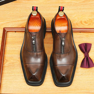 Auténticos Zapatos Mocasines de Cuero Genuino para Hombre, Hechos a Mano, con Punta Cuadrada, Casuales, para Uso Diario, Ideales para Bodas, Populares - Product Image 1