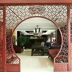 Pantalla de rejilla de partición de puerta de cueva de luna de madera maciza personalizada estilo <span class=keywords><strong>B</strong></span> & <span class=keywords><strong>B</strong></span> chino para pantallas y divisores de habitación - Product Image 3