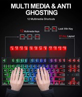Teclado para juegos TF260 de 87 teclas con ratón retroiluminado con LED y alfombrilla de ratón Juego de tres piezas luminiscente