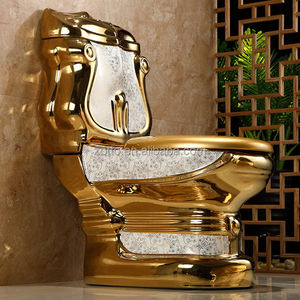 Ensemble de lavabo et de cuvette de toilette de style européen de luxe en or pour salle de bain - Product Image 2