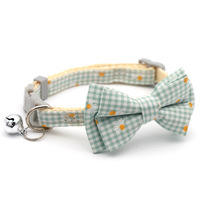 Collier pour chat avec nœud à carreaux Petite marguerite Tournesol Colliers pour petit chien Collier pour chat à dégagement rapide
