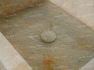 Lavabo en quartzite blanc poli SH STONE <span class=keywords><strong>Cristallo</strong></span>, double vasque, design moderne pour salle de bain et hôtel - Product Image 6