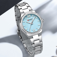 Montre pour femme CURREN 9103 en acier inoxydable, bracelet simple et élégant, boîtier rond, montre à quartz originale pour cadeau, pour femmes
