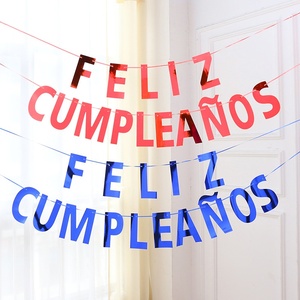 Nuevo Banner de Papel con Letras 'Feliz Cumpleaños' en <span class=keywords><strong>Español</strong></span> para Decoración de Fiestas de Cumpleaños, sin Asta, Venta al Por Mayor - Product Image 1