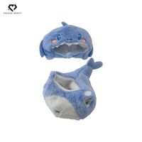 Ours en peluche de 14-17 cm, ensemble requin bleu clair, vêtements pour poupée en fourrure douce