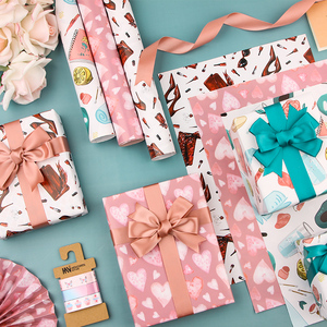 Venta al por mayor 80g Día de San Valentín papel tisú 43*300cm regalo de lujo embalaje personalizado rollo de papel de regalo - Product Image 2
