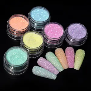 Tırnak Glitter Sparkly şeker tozu krom Pigment tozu manikür lehçe Nail Art süslemeleri pamuk şeker şeker tozu