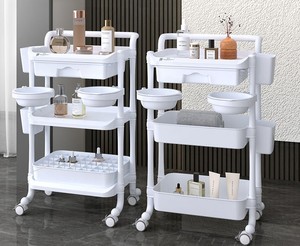 2025 Light Luxury Beauty Hair and Nail Salon Storage <b>Trolley</b> Cart With Locks - Product Image 5