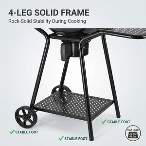 Wholesale Outdoor <b>Trolley</b> Charcoal Kettle Grill with Dual Side Shelves & Wheels Porcelain Enamel <b>BBQ</b> Grill for Backyard Camping - Product Image 6
