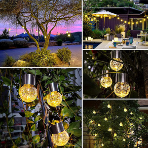 Luces solares de bolas de cristal craquelado, luces LED para exteriores, resistentes a la lluvia, iluminación de paisaje para jardín, decoración de patio - Product Image 1