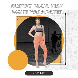 กางเกงโยคะลายสก็อตแบบมีเชือกผูกเอว ความยาวระดับเข่า เอวสูง เซ็กซี่ กระชับรูปร่าง เหมาะสำหรับออกกำลังกายสำหรับผู้หญิง - Product Image 2