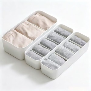 Kotak Penyimpanan <span class=keywords><strong>Organizer</strong></span> Laci Persegi Panjang untuk Pakaian Dalam, Kaos Kaki, BH, Plastik PP, Pembagi Kompartemen, Dapat Ditumpuk, Modern, Lipat, Lemari - Product Image 1