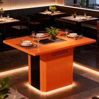 Table de cuisson à induction rectangulaire en acier inoxydable, style coréen, table de restaurant en libre-service sans fumée