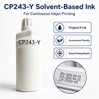 Encre K CP243-Y à base de solvant pour imprimante à jet d'encre continu, respectueuse de l'environnement, garantit des résultats d'impression nettoyés