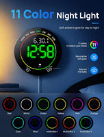 Jam Dinding Digital Besar 10 inci dengan Remote Control, Alarm, LED Besar, DST, Temperatur untuk Dekorasi Rumah Ruang Tamu