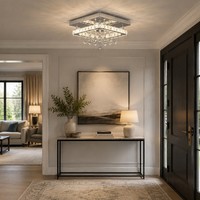 Nouvelle lampe de plafond LED de luxe pour salon et chambre à coucher, forme carrée moderne et simple avec télécommande, lumières en cristal