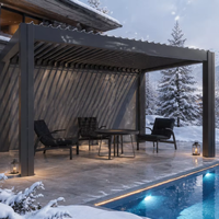 Pergola en aluminium pour l'extérieur, imperméable, d'inspiration chinoise, pergola moderne, pavillon de jardin en aluminium, toit à lamelles, gazebo