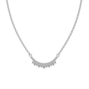 Collier élégant pour femme Dylam, bijoux fins, chaîne en argent sterling, zircone 5A, pendentif double couche en forme de sourire - Product Image 1