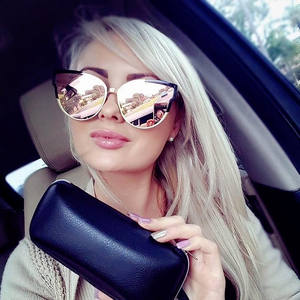 Lunettes de soleil œil de chat personnalisées avec logo, nouvelle collection, pour femme, de marque de luxe, design tendance, avec verres miroir - Product Image 4