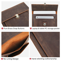 Funda de cuero genuino para portátil de 14,2 pulgadas para Mac Pro M1 M2 M3 HUAWEI para XIAOMI CF3057 con bolsillo para tableta